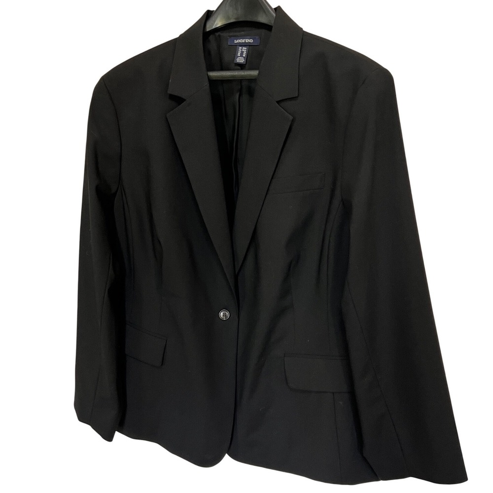 Lands End Womens Black Wool Blend Single Button Blazer Jacket Plus Size 24W - Picture 3 of 6